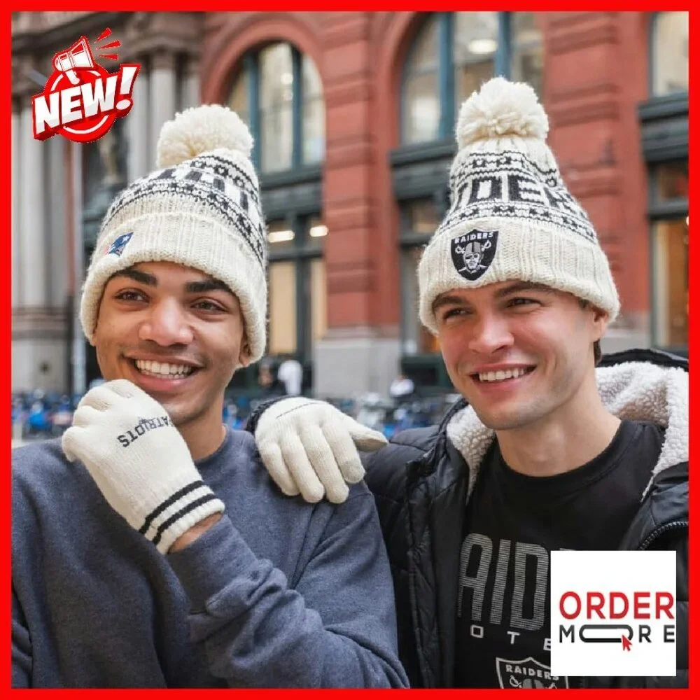 NFL Team Winter Beanie Hat with Touch Screen Gloves Set